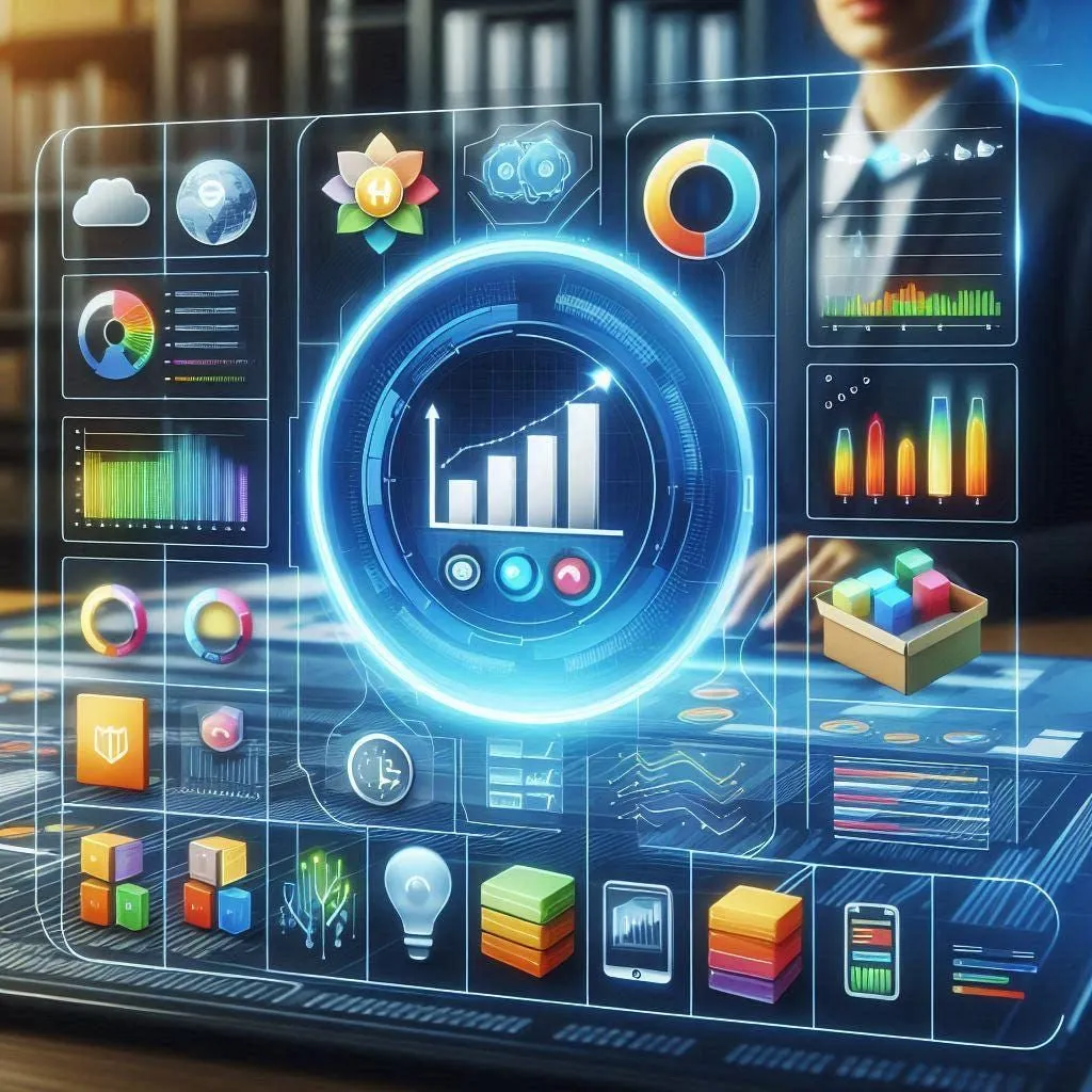 Manager mit Dashboard Tablet